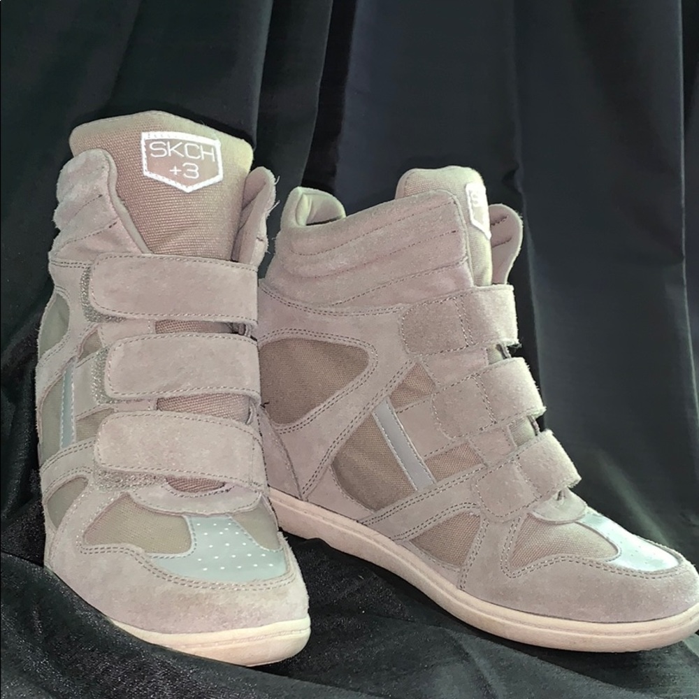 Skechers SKCH +3 Leather/Suede Hightop Heels